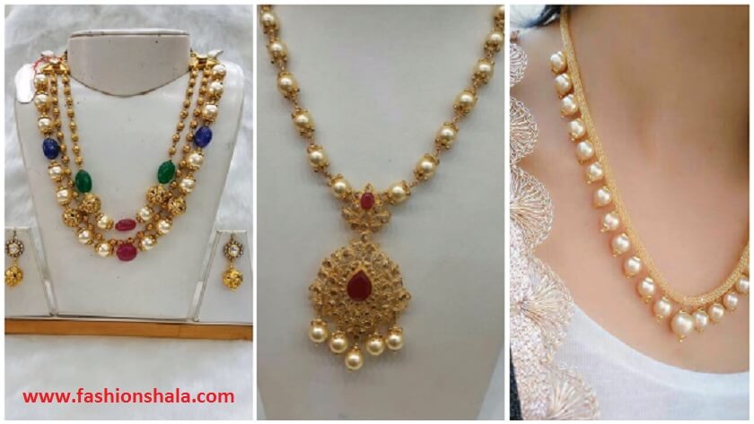 pearl and gold necklace designs