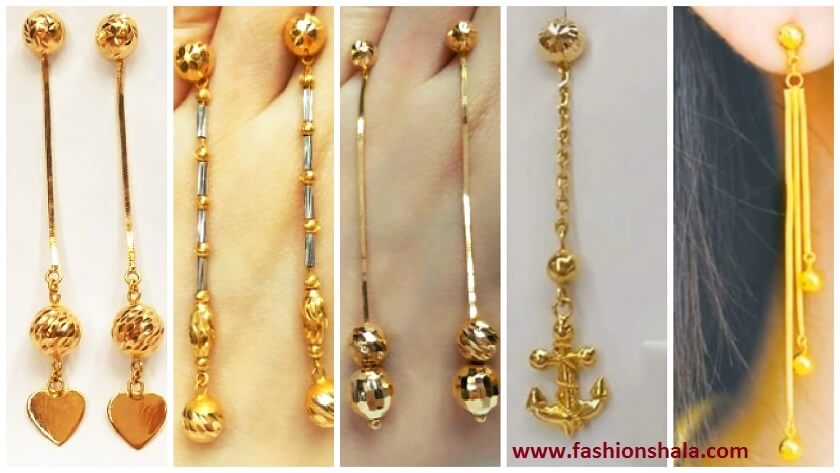 Latest Light Weight Gold Dangling Earring Designs - Ethnic Fashion ...