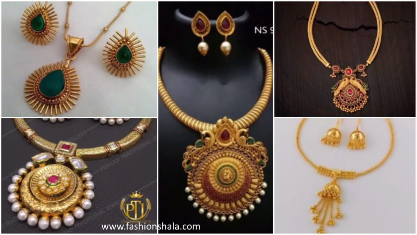 Light weight gold necklace set designs - Ethnic Fashion Inspirations!